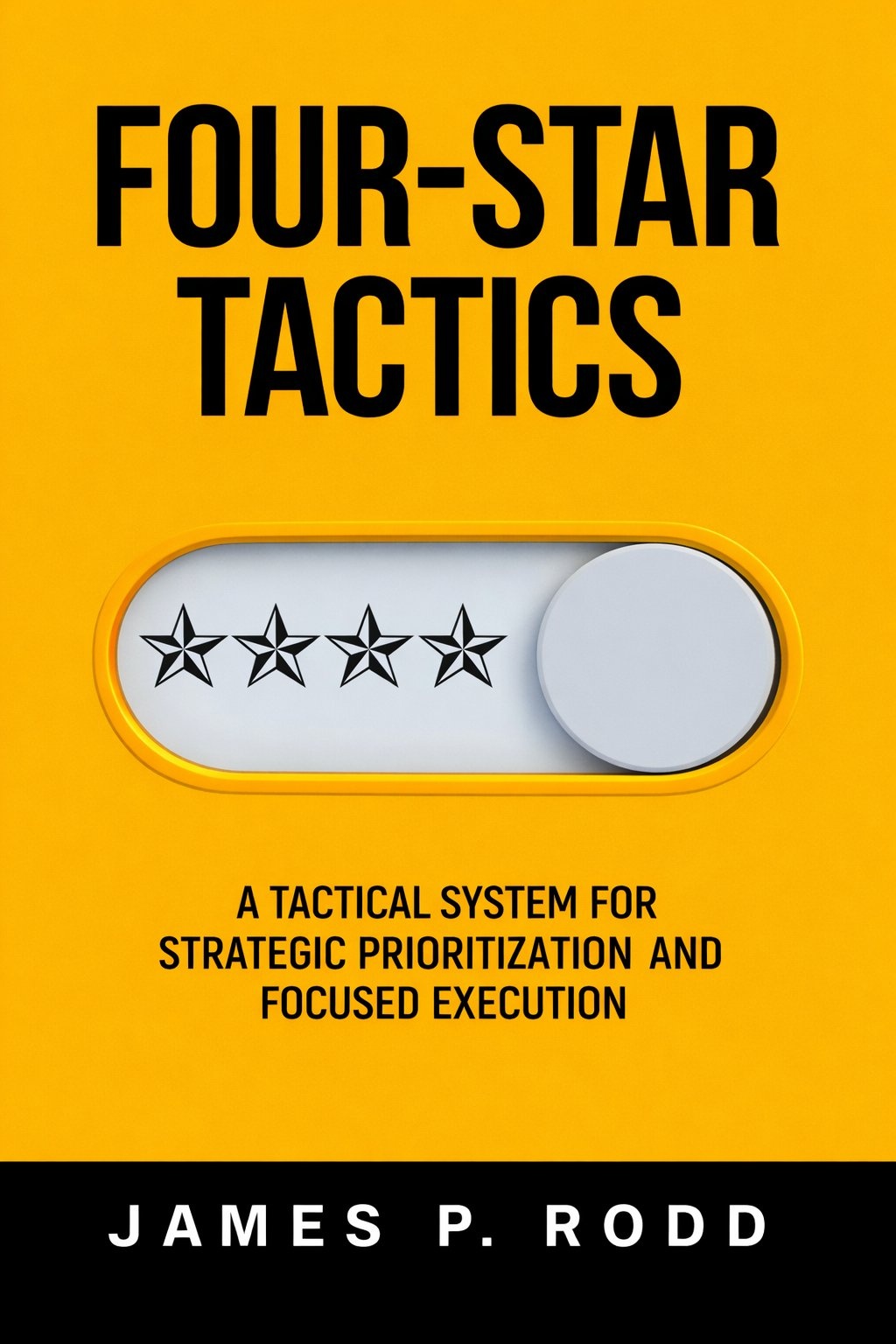 Four-Star Tactics book cover — a yellow toggle switch with four stars, by James P. Rodd